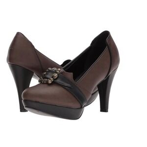 Ellie Shoes Women's 414 Marian Platform Pump Brown Buckle Heels‎ Size 10